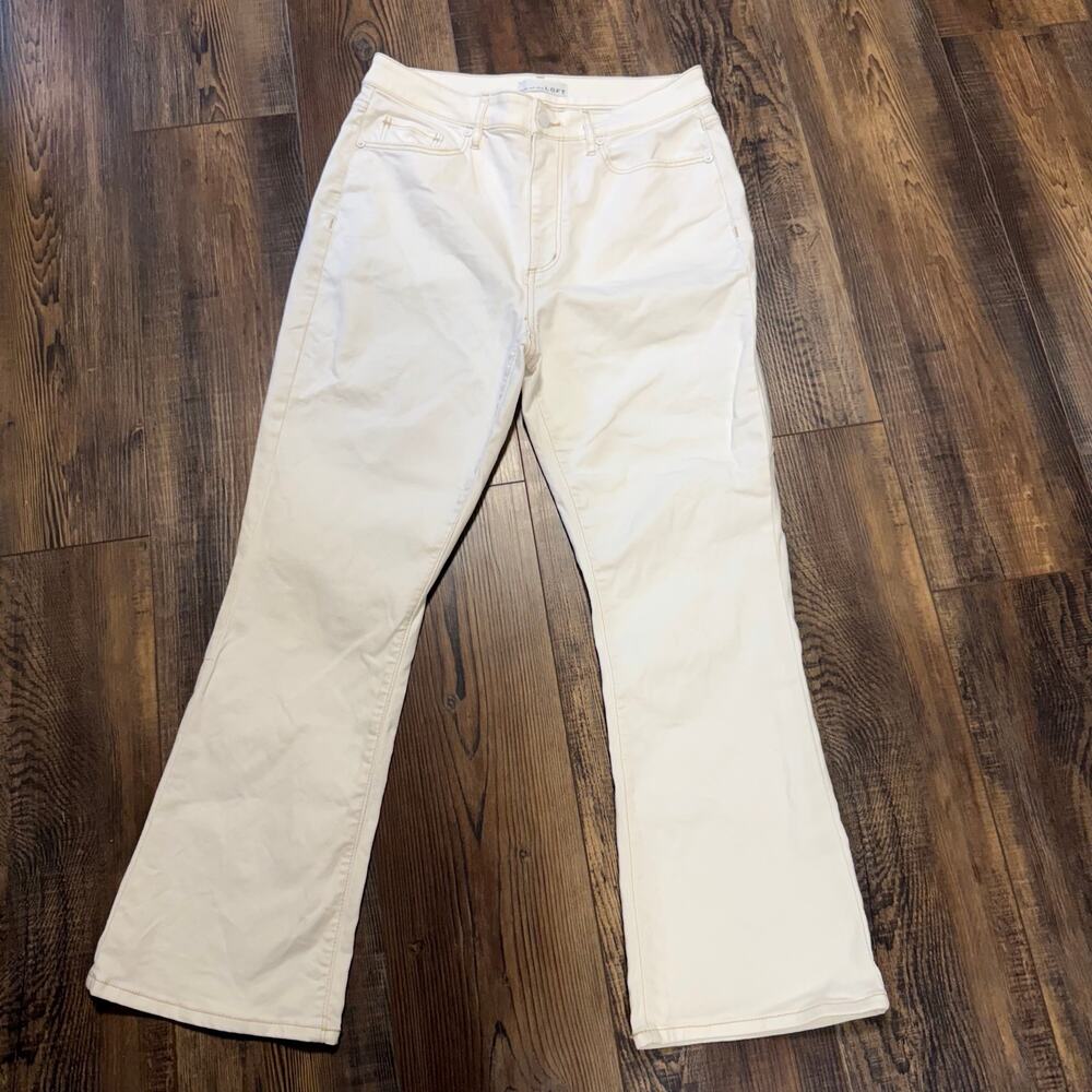 LOFT The Kick Crop Jeans Women’s 28/6 Ivory Cream Cropped Flare Denim